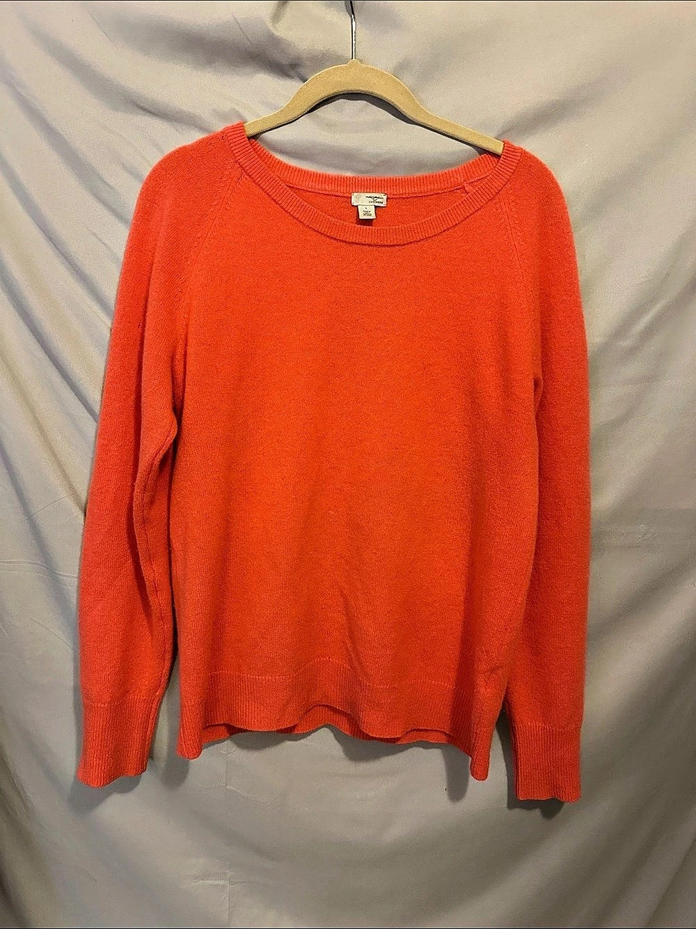 Halogen Cashmere Crewneck Sweater in Orange Size Large